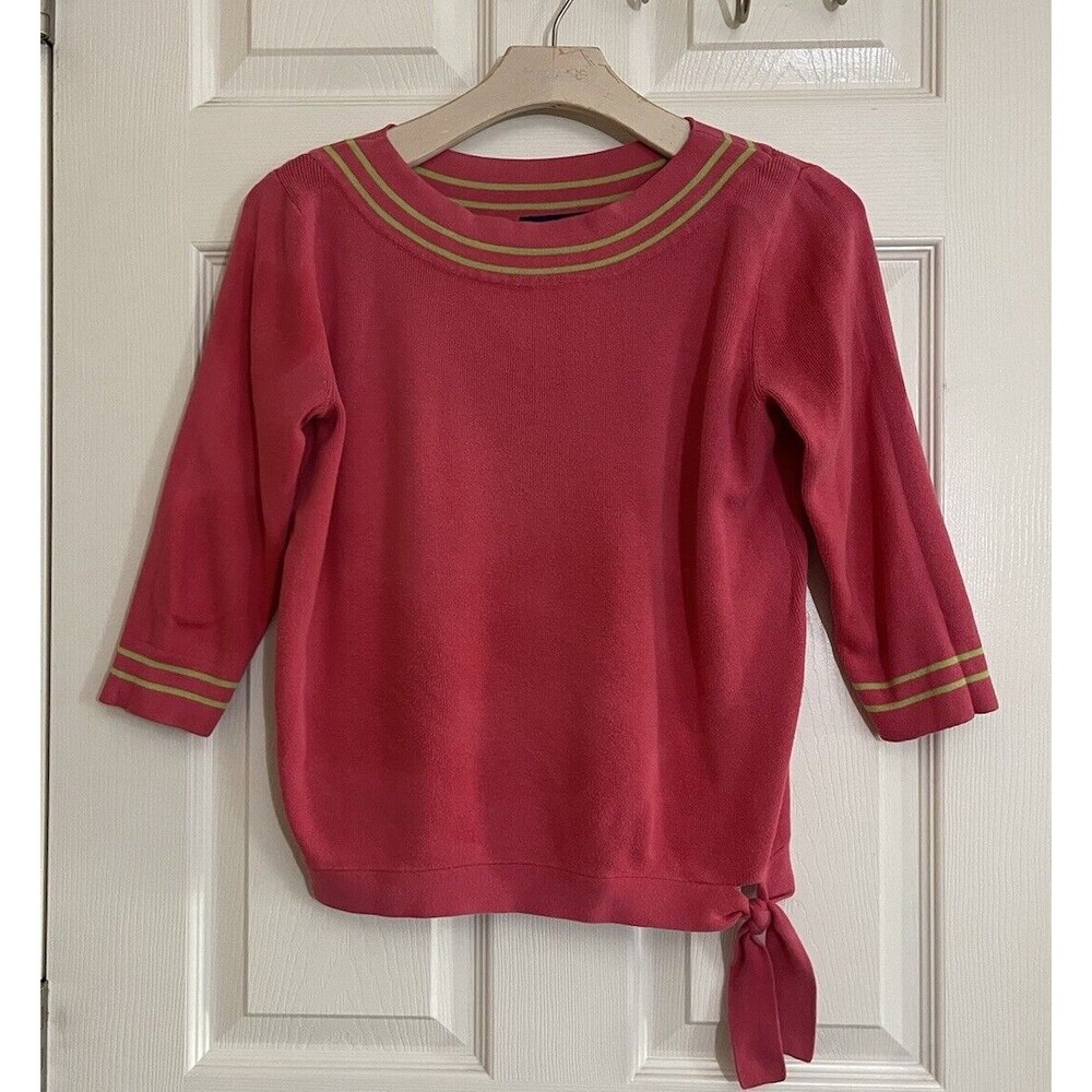 Karen Scott Women’s Sweater. Coral Color. Petite Small.  Tie